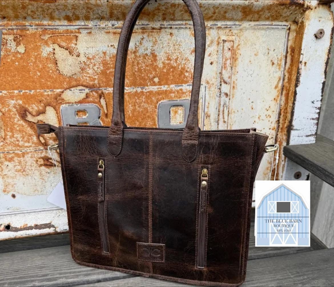 Tooled Cowhide Checkered Tote