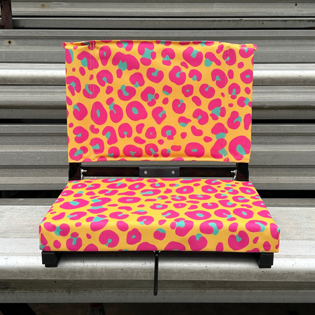 Neon Leopard Print Folding Stadium Seat