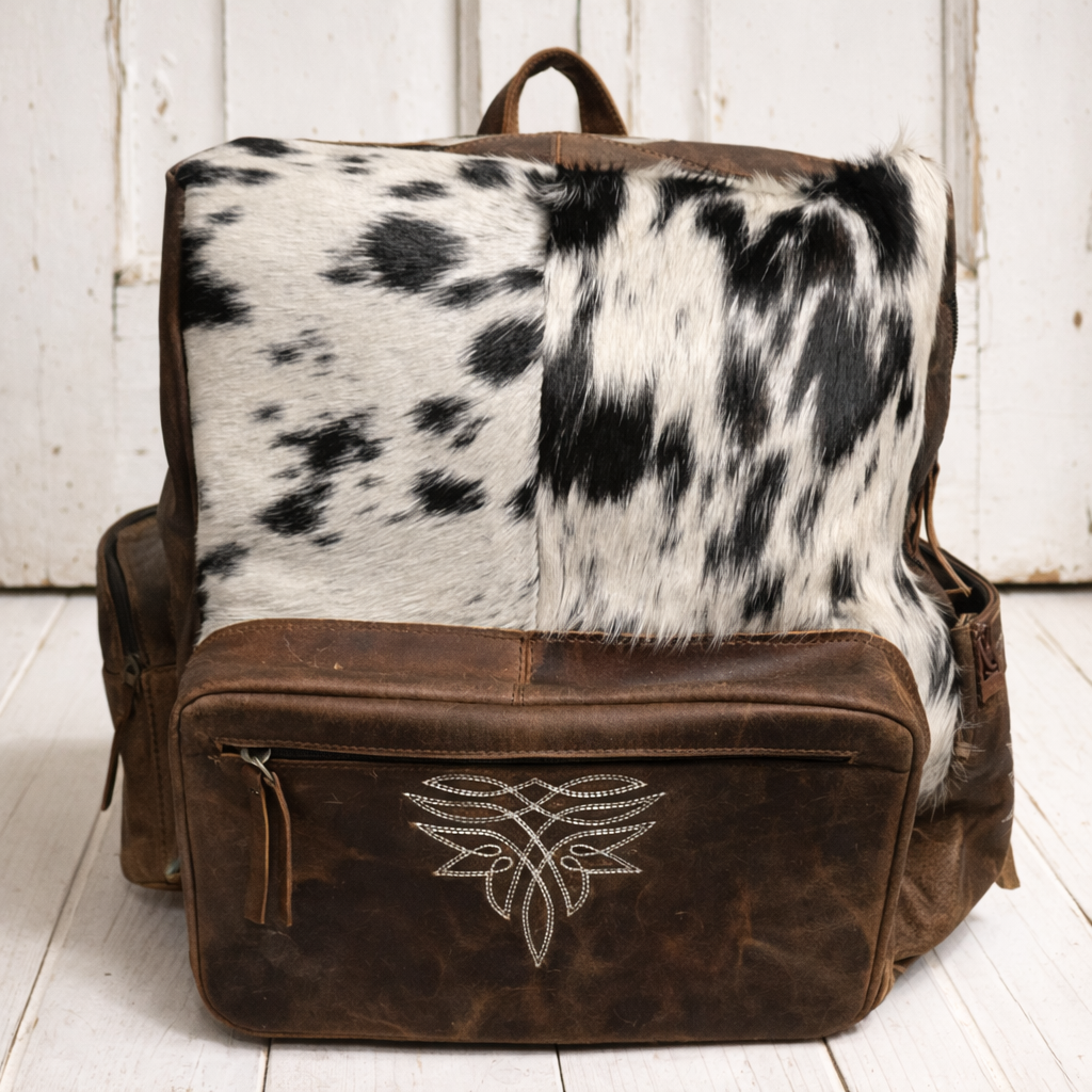 Boot Stitch Genuine Leather/ Cowhide Backpack