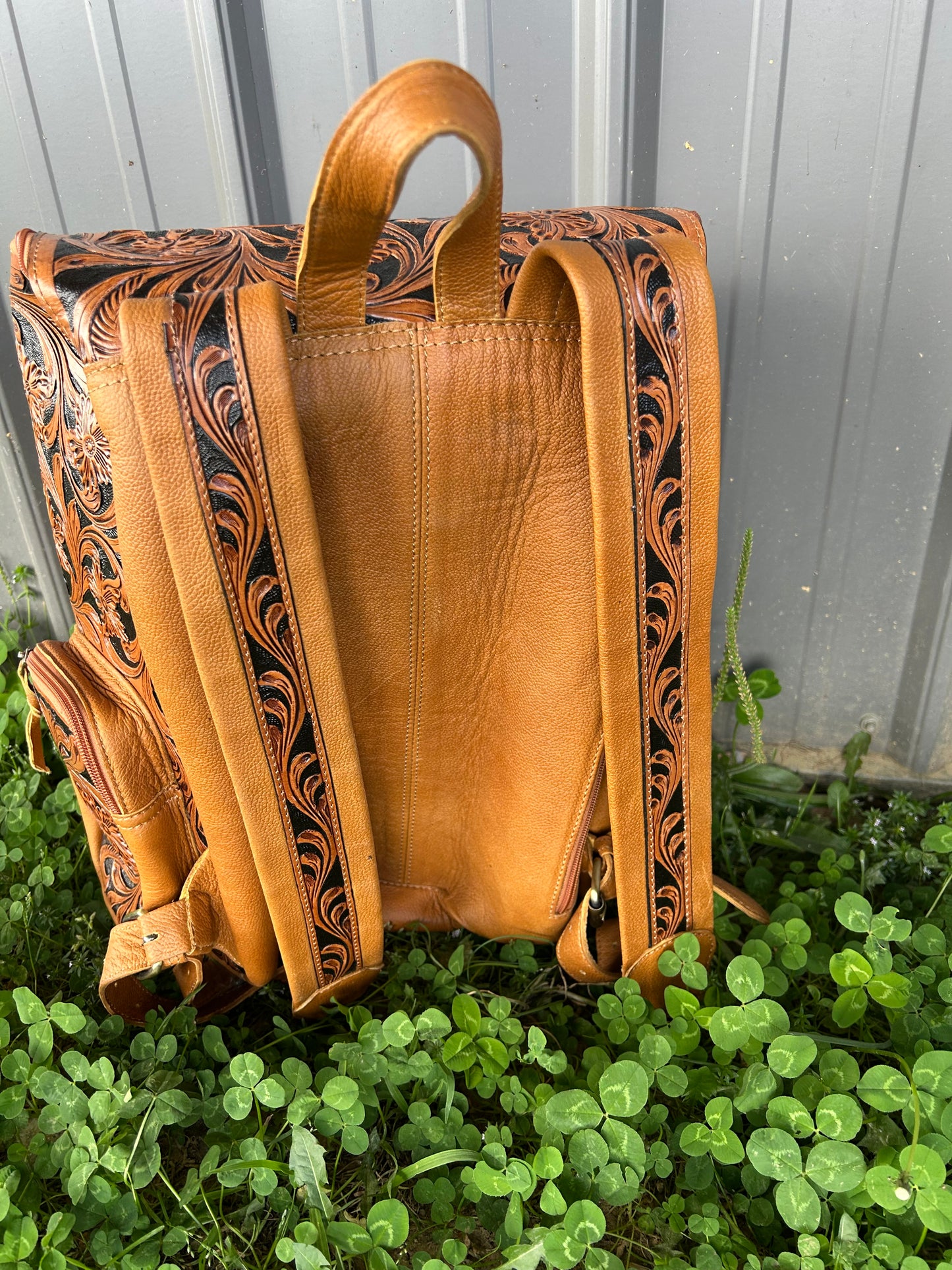 Tooled Leather Backpack