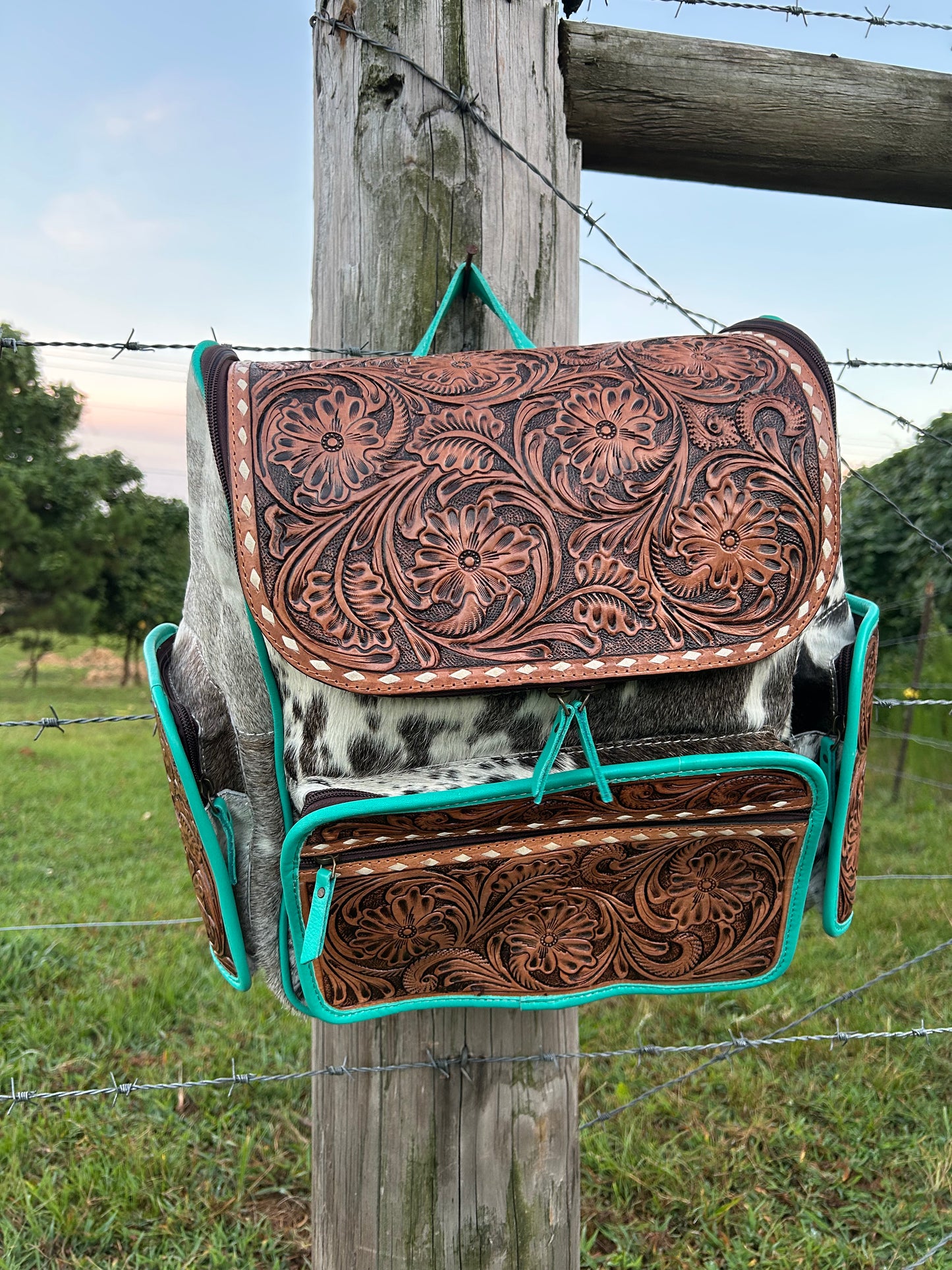 Tooled Cowhide Backpack