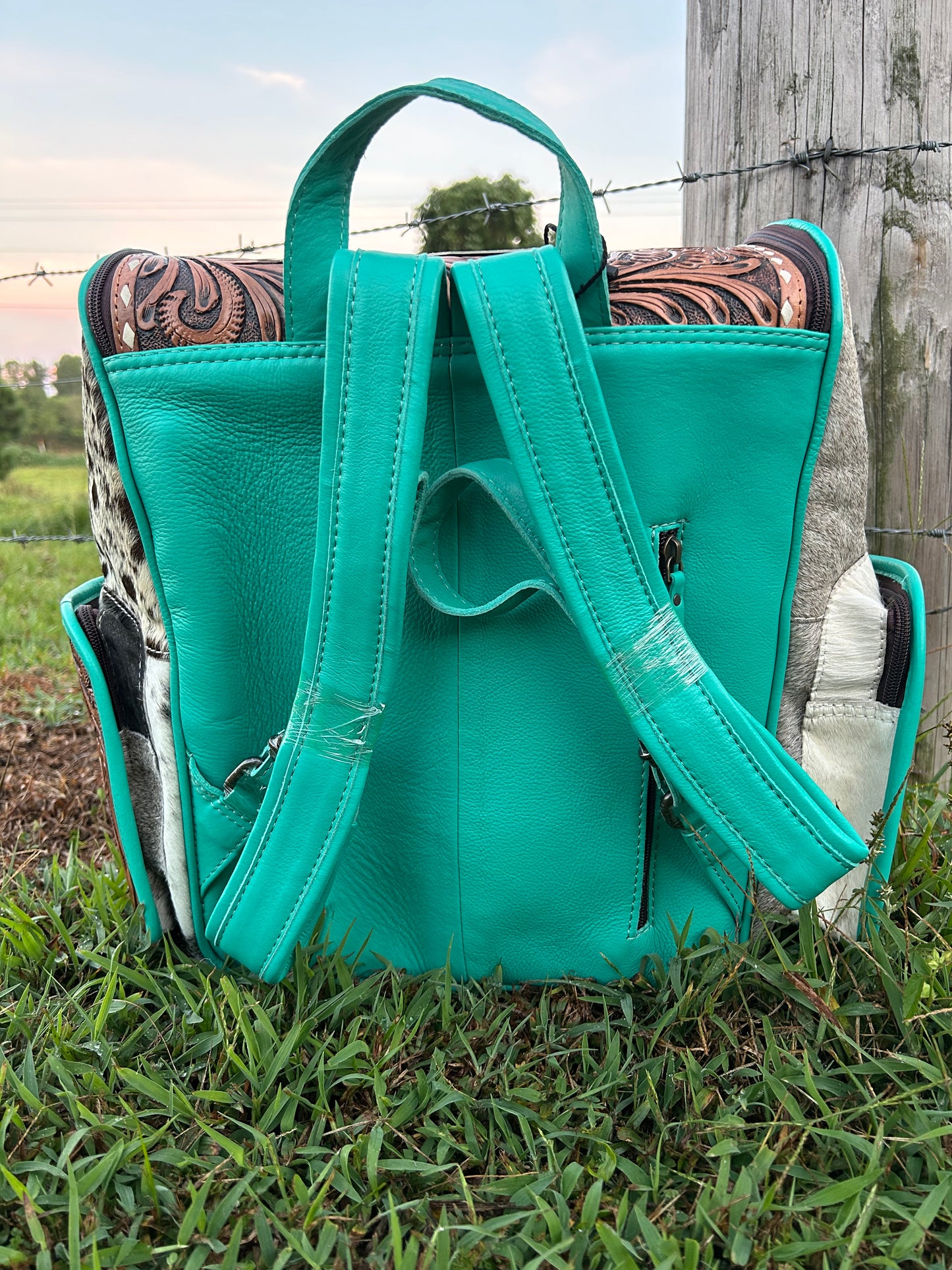 Tooled Cowhide Backpack