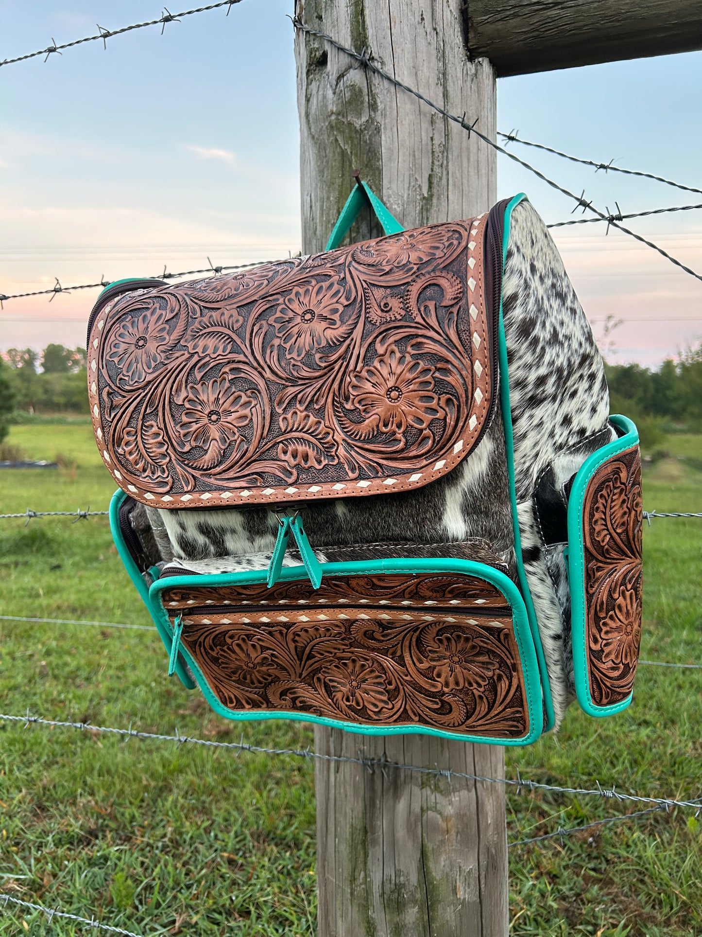 Tooled Cowhide Backpack