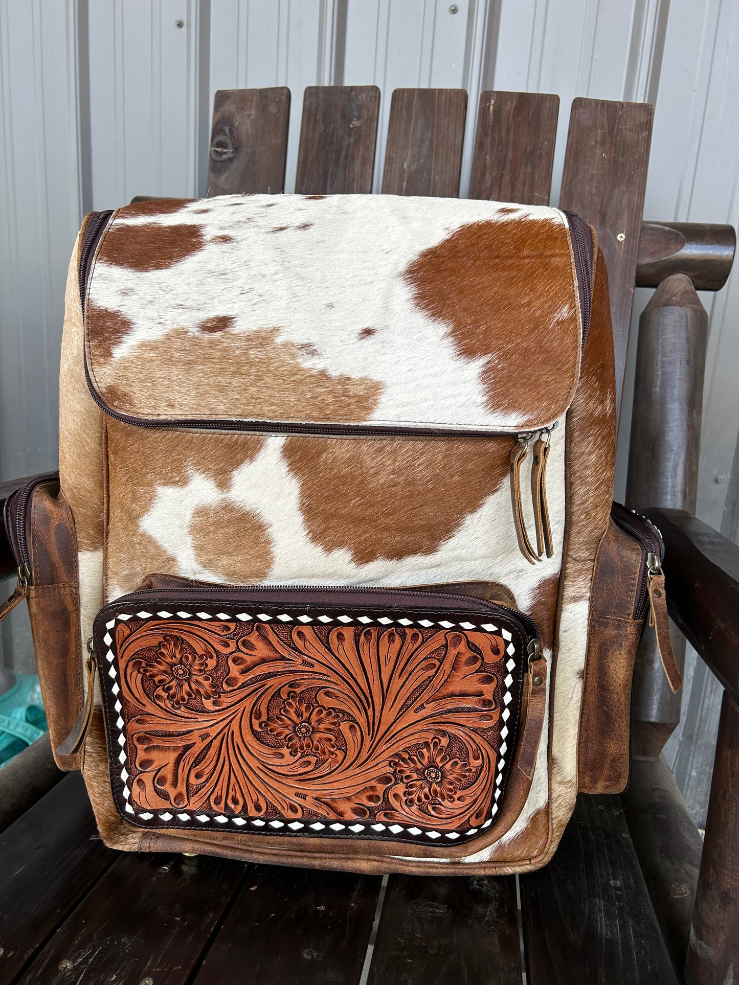 Tooled Cowhide Backpack