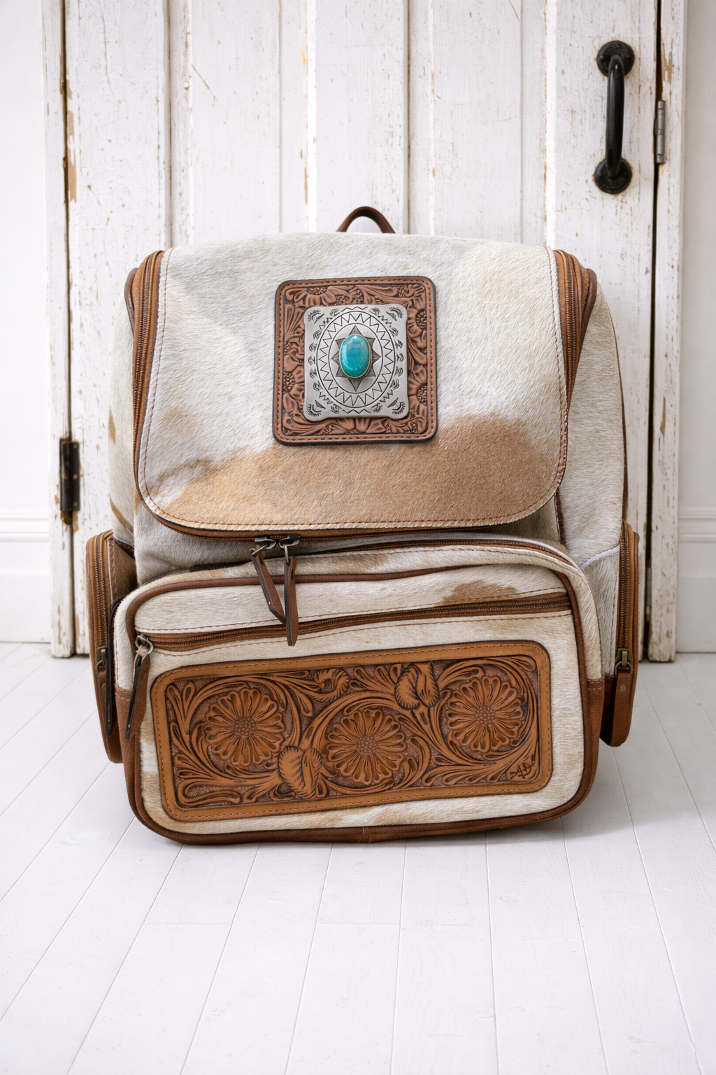 Tooled Cowhide Backpack