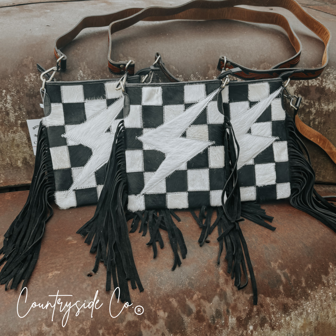 Thunderhide Cowhide Checkered Purse by Countryside Co.