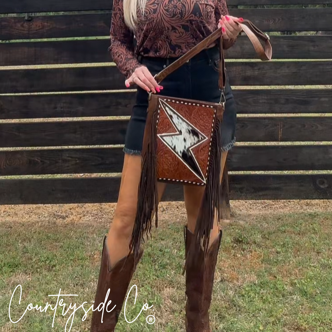 Bronco Tooled Leather Bolt Purse by Countryside Co.