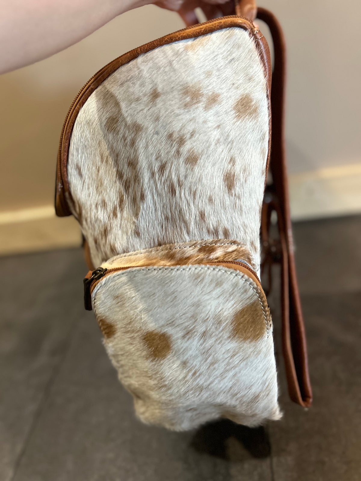 Metallic Tooled Cowhide Backpack