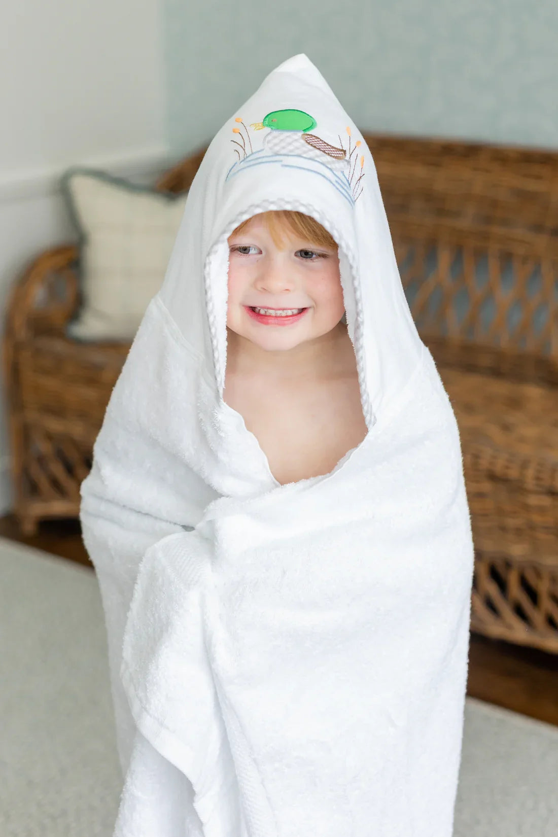 Boys Mallard Duck Hooded Towel – Everykid Cotton Bath, Pool & Beach Towel | The Prissy Pelican Boutique Bossier City LA