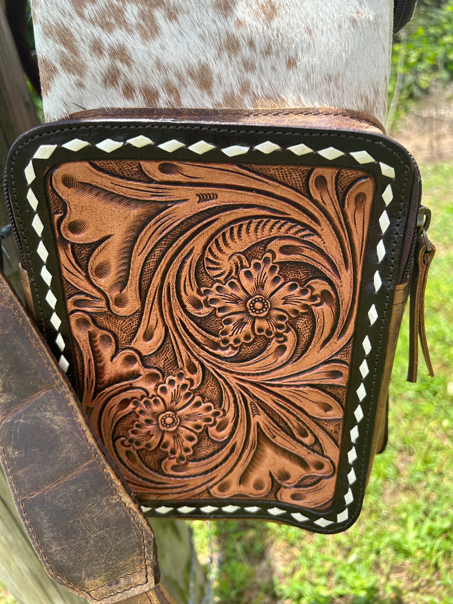Tooled Cowhide Backpack