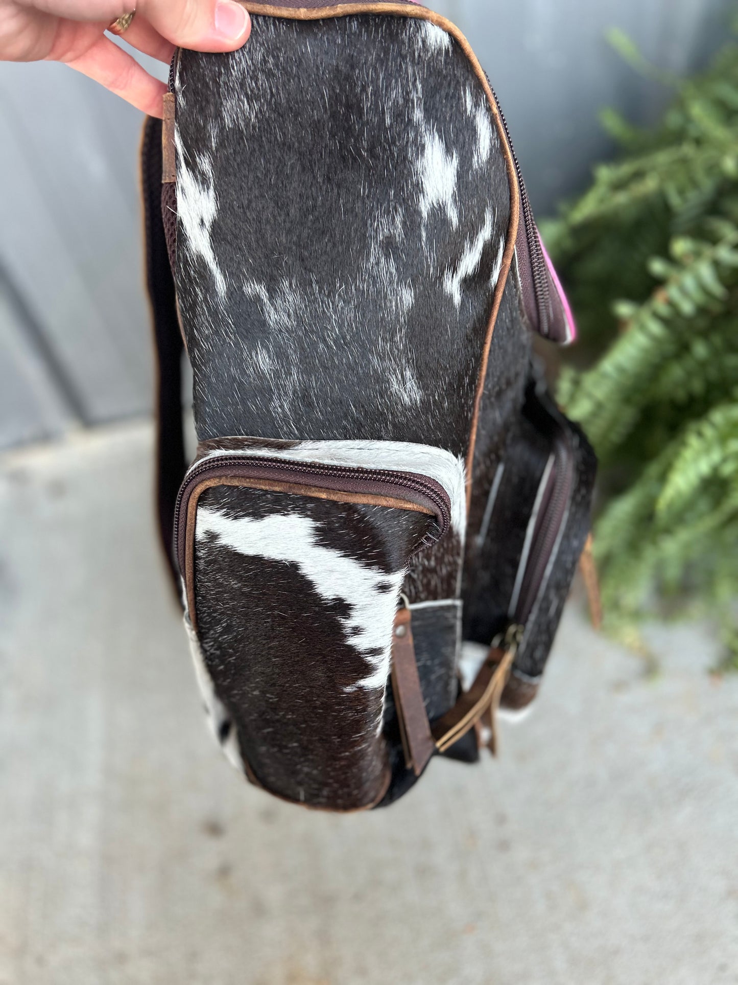 Tooled Pink Cowhide Backpack