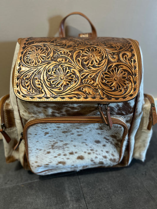 Metallic Tooled Cowhide Backpack