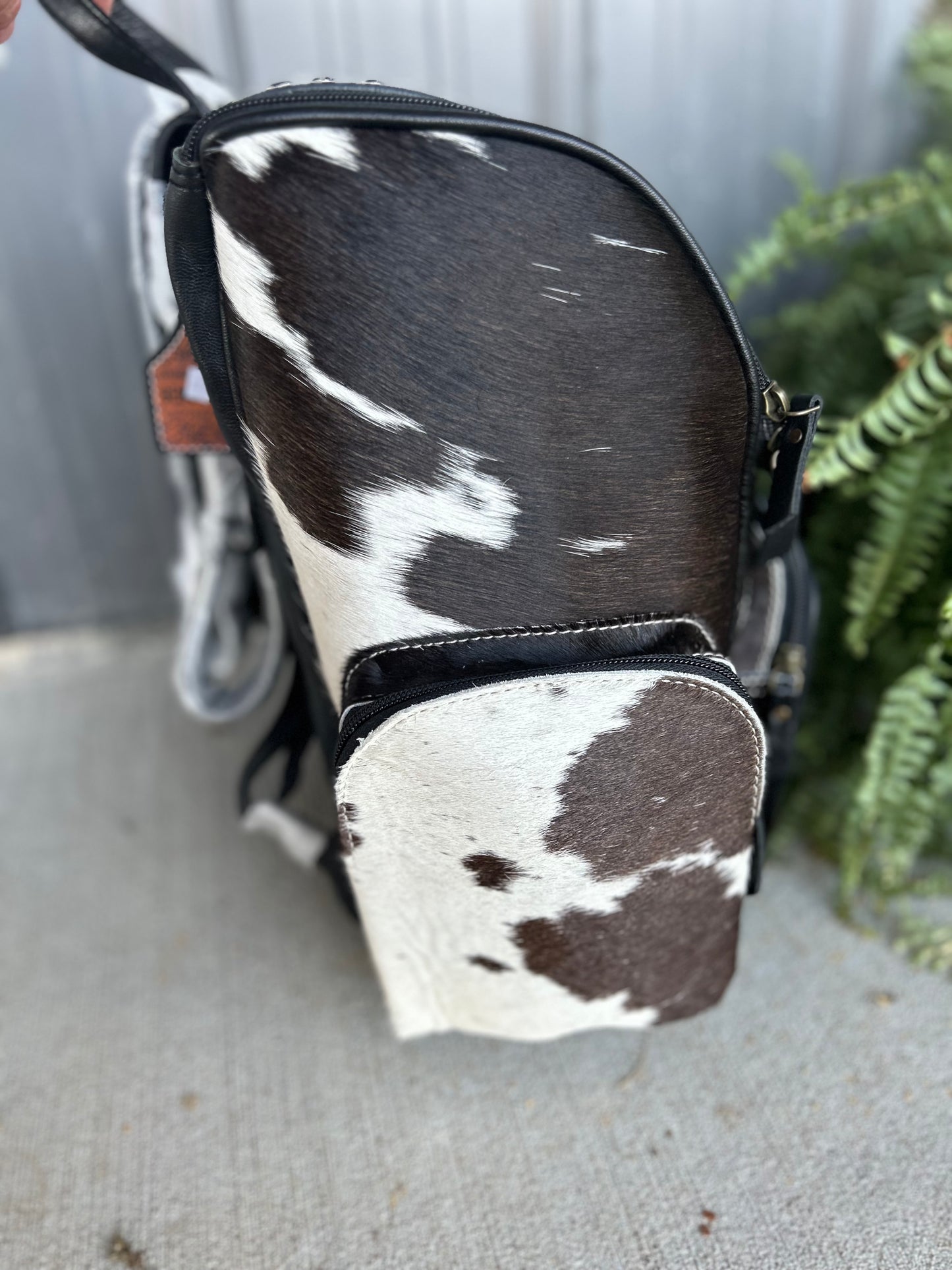 Checkered MAMA Cowhide Backpack