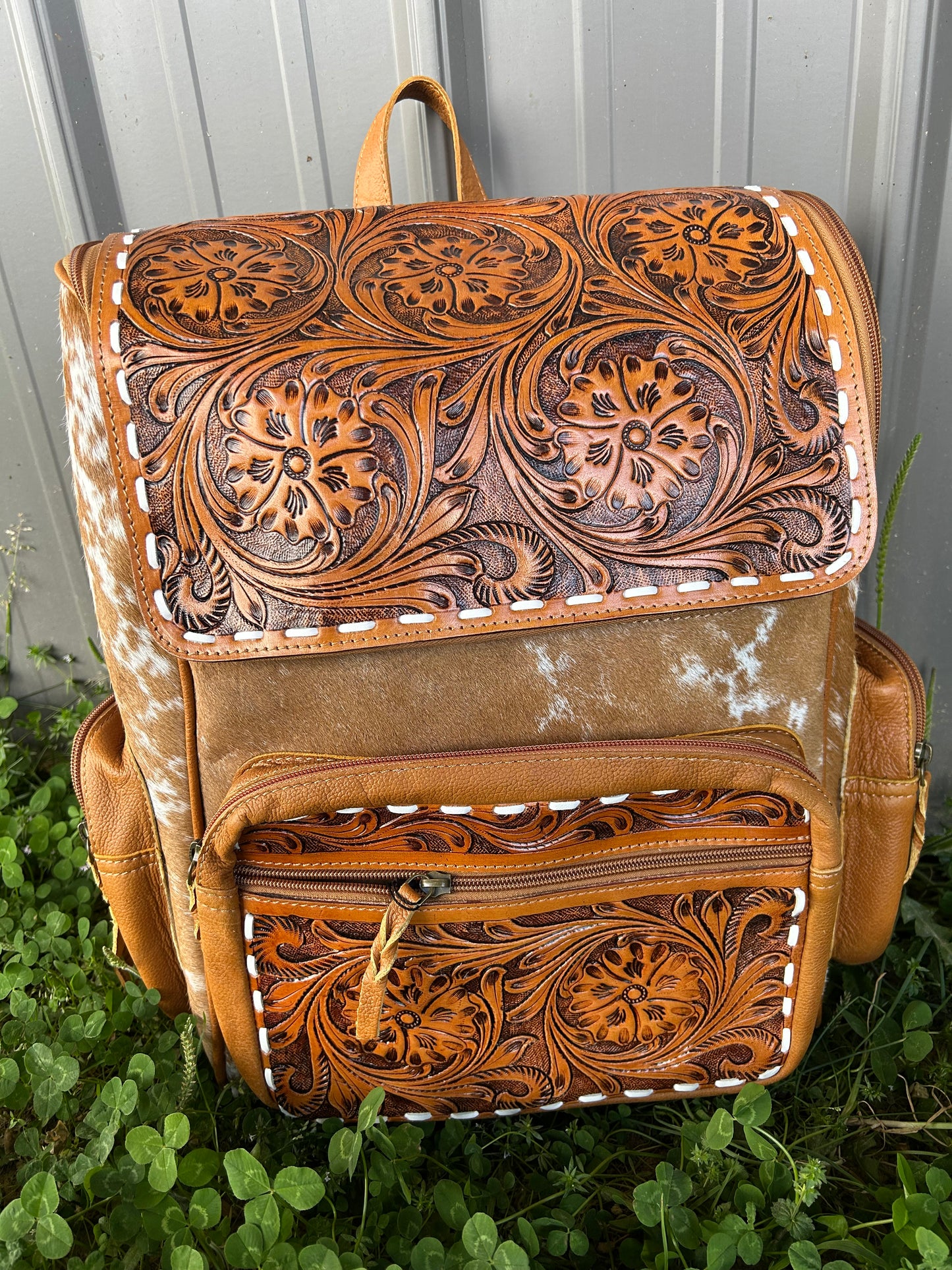 Tooled Cowhide Backpack