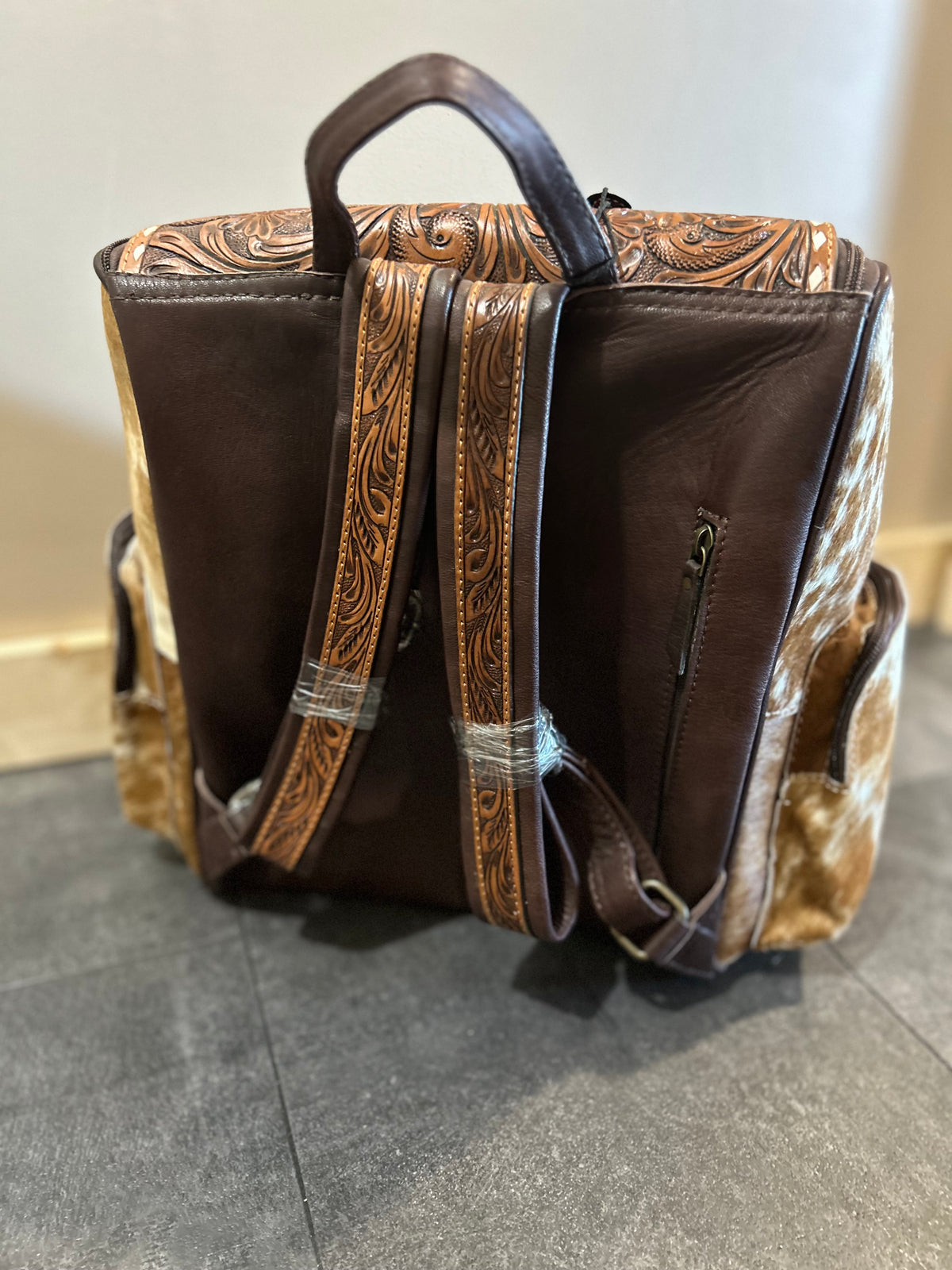 Longhorn Tooled Cowhide Backpack