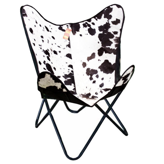 Genuine Leather Butterfly Chair Folding Lounge Modern Sling Accent Seat