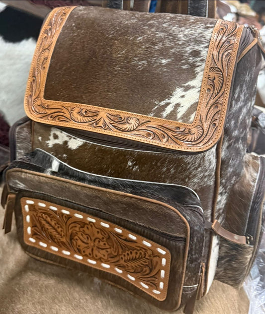 Tooled Cowhide Backpack