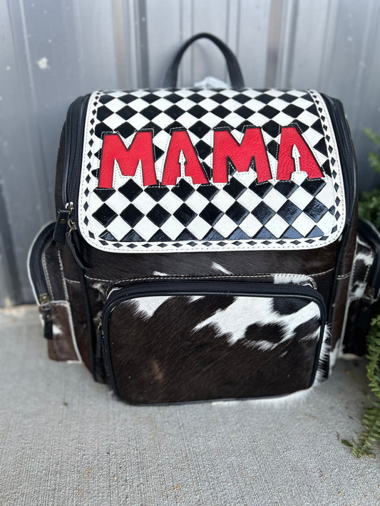 Checkered MAMA Cowhide Backpack