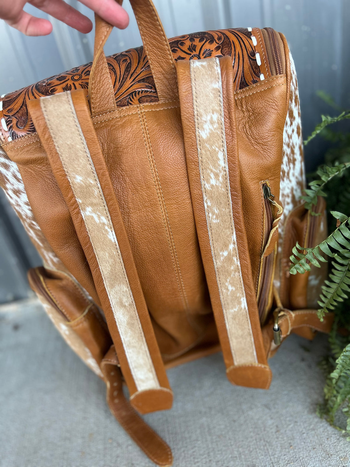 Tooled Cowhide Backpack
