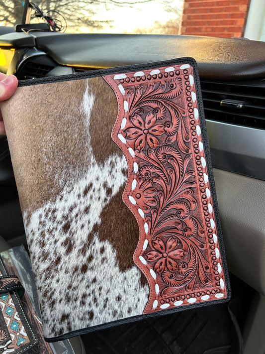 Tooled Cowhide 3 Ring Planner
