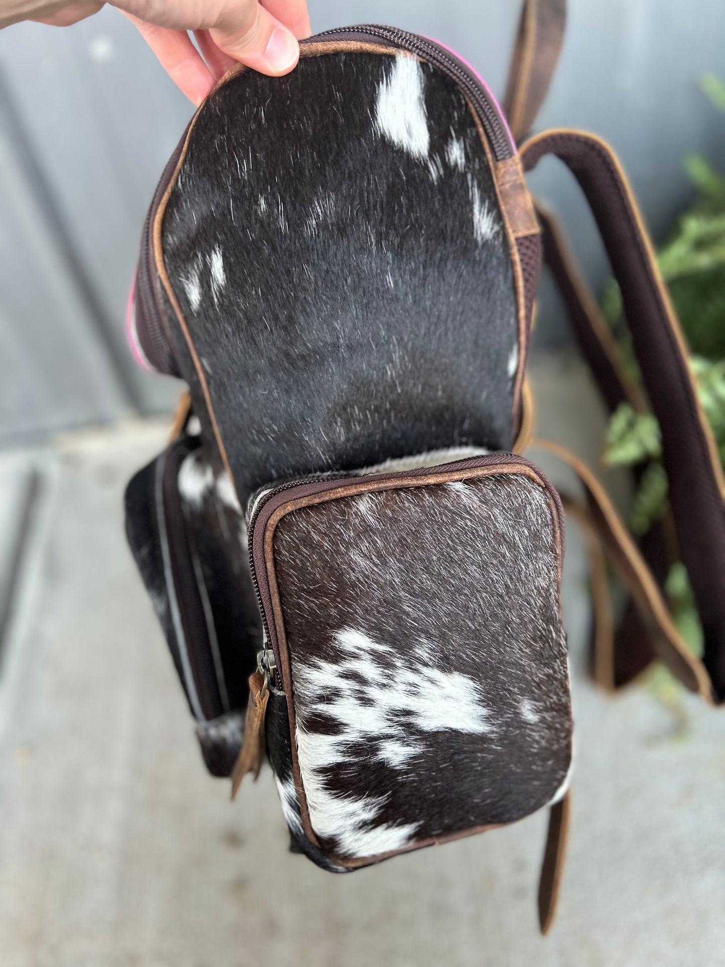 Tooled Pink Cowhide Backpack