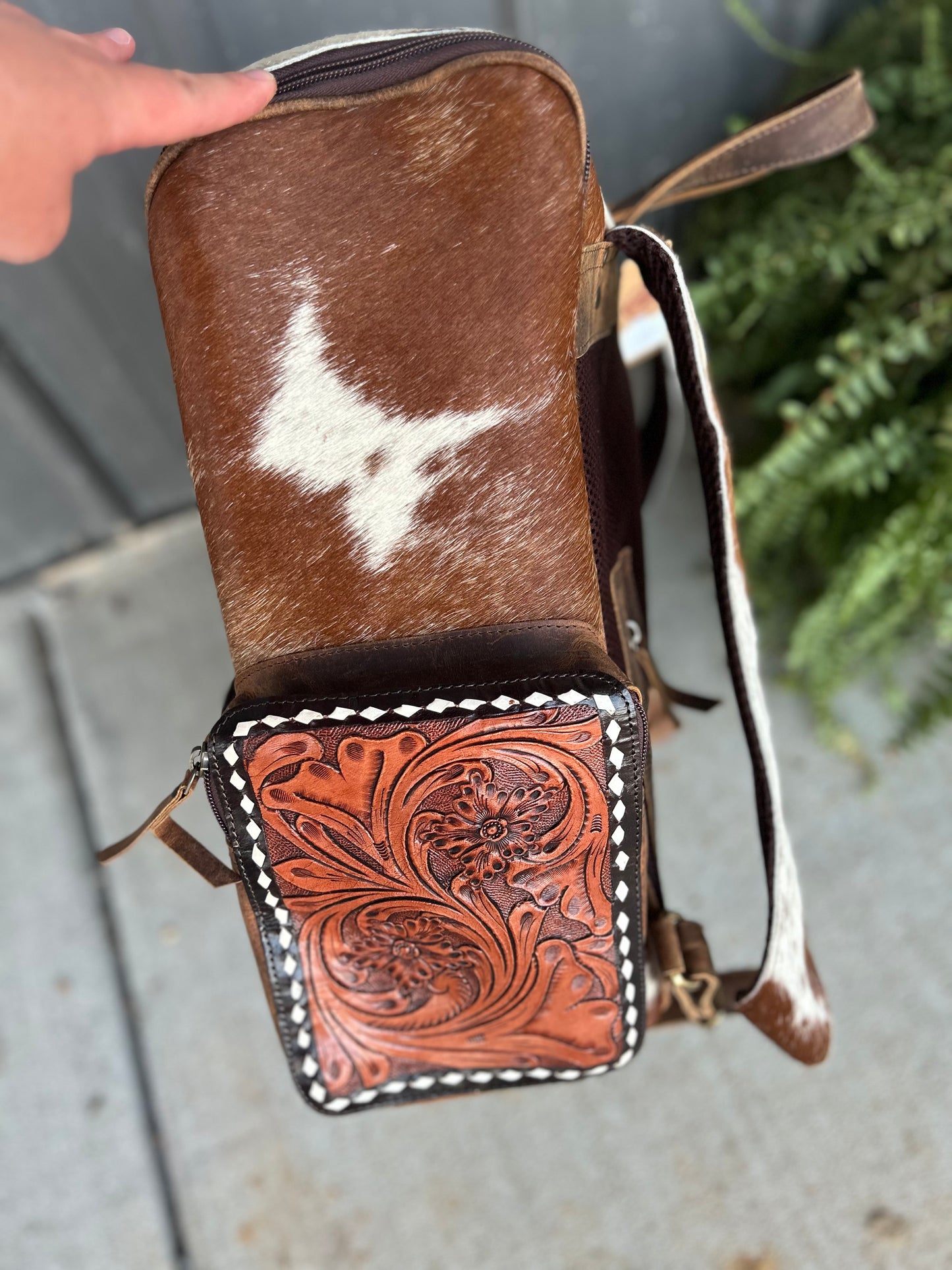 Tooled Cowhide Backpack