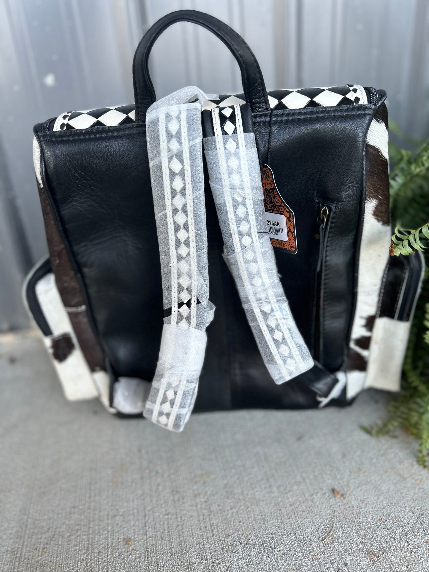 Checkered MAMA Cowhide Backpack