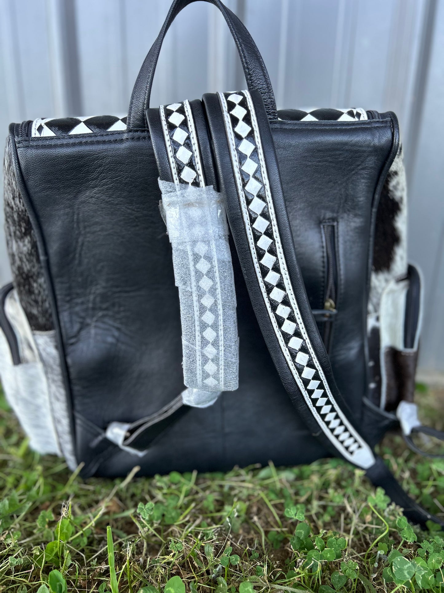 Red Checkered Cowhide MAMA Backpack