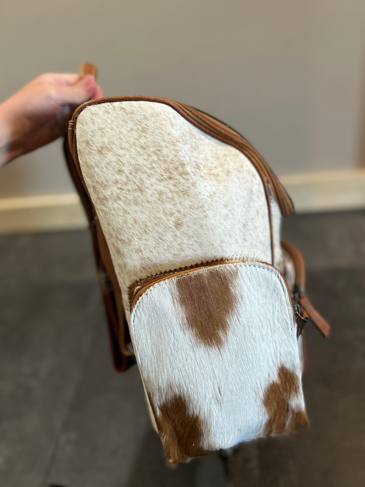 Metallic Tooled Cowhide Backpack