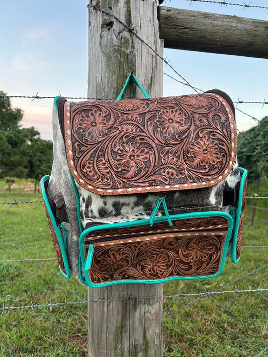 Tooled Cowhide Backpack