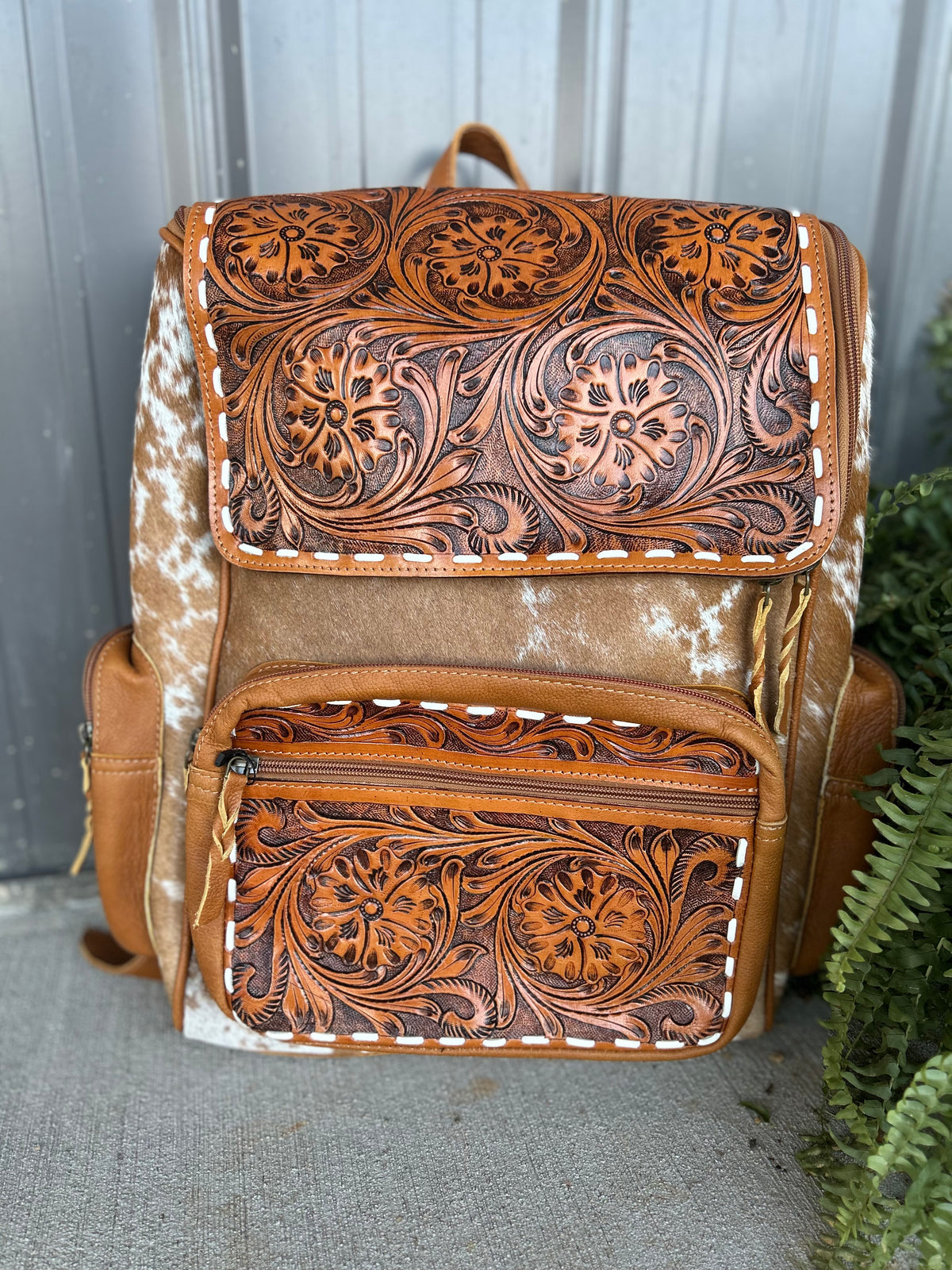 Tooled Cowhide Backpack