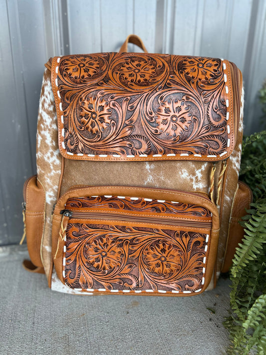 Tooled Cowhide Backpack