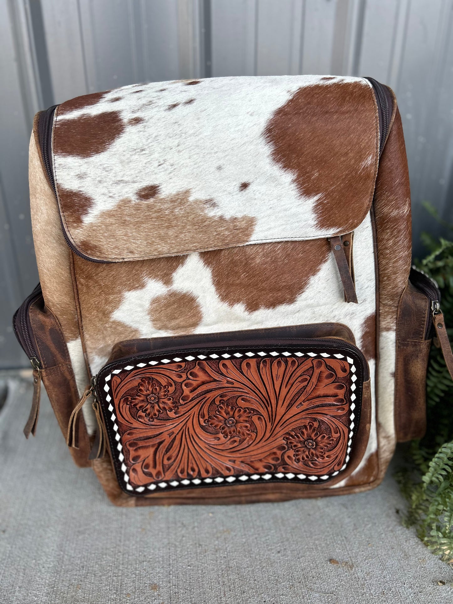 Tooled Cowhide Backpack