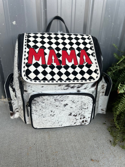 Checkered MAMA Cowhide Backpack