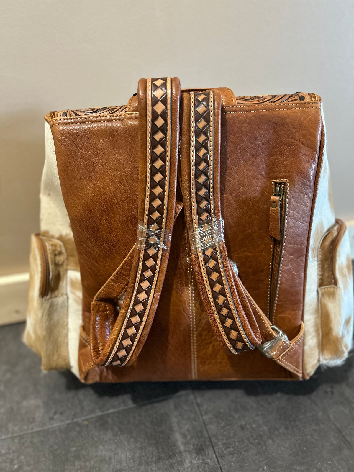 Sunflower Tooled Cowhide Backpack