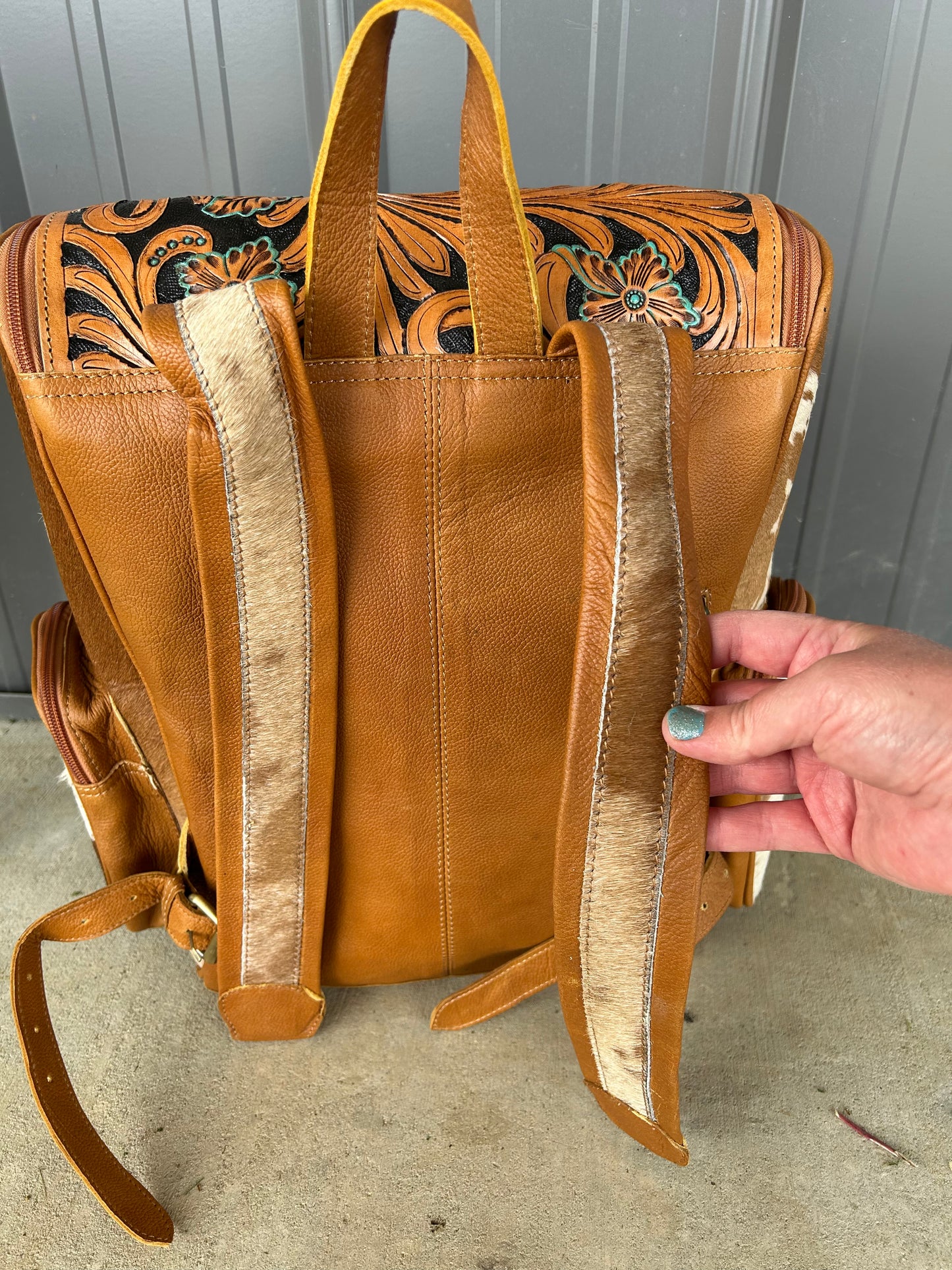 Tooled Cowhide Backpack