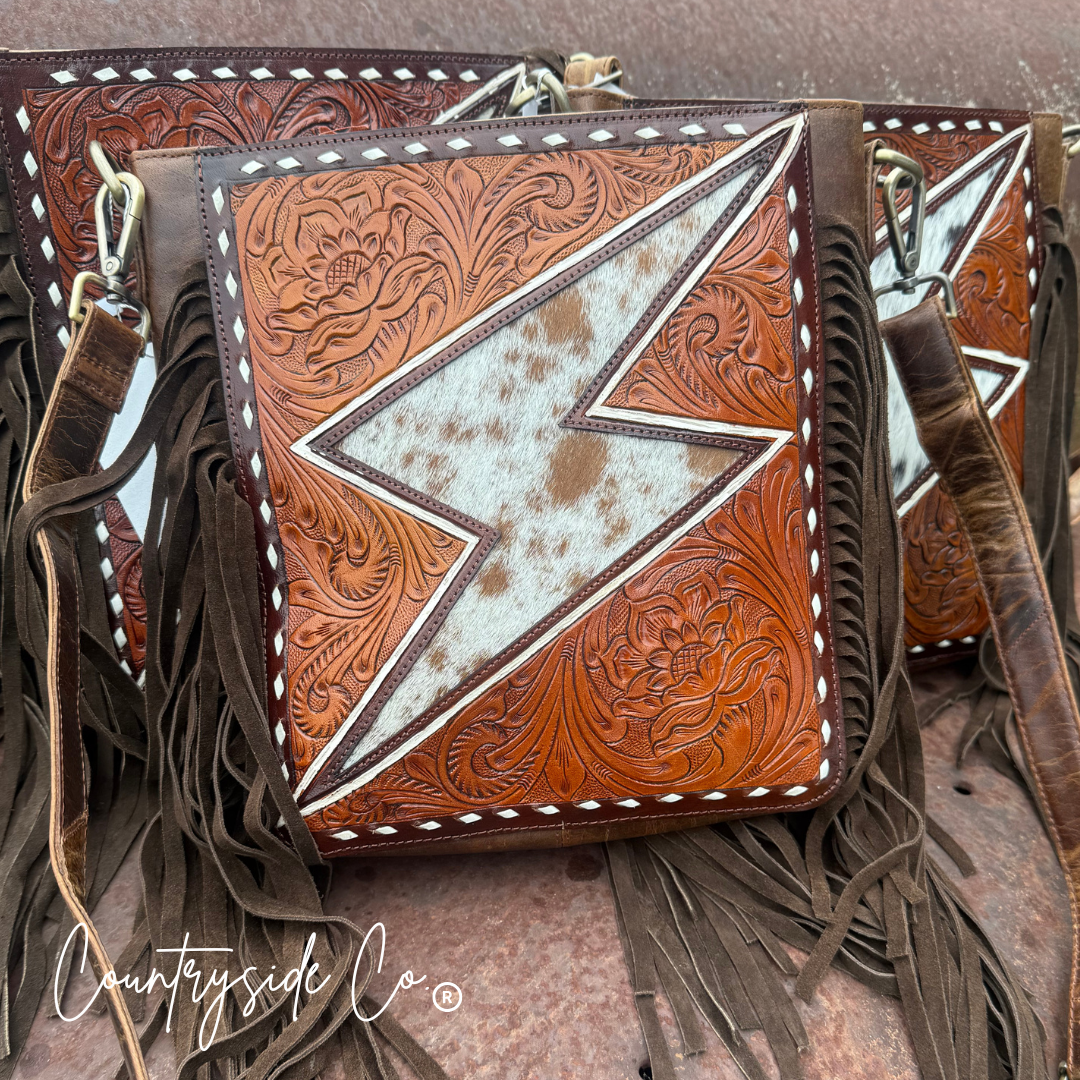 Bronco Tooled Leather Bolt Purse by Countryside Co.