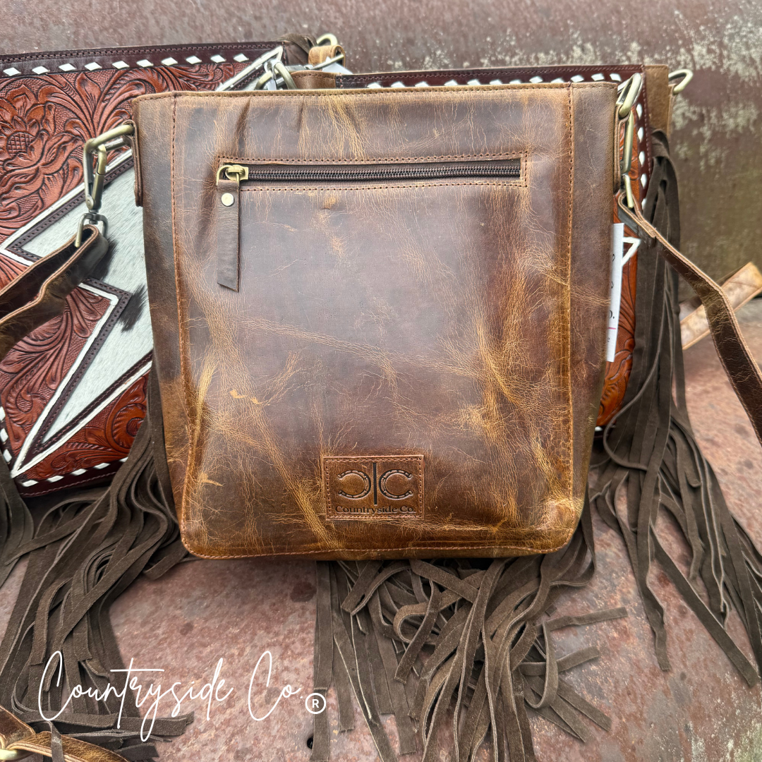 Bronco Tooled Leather Bolt Purse by Countryside Co.