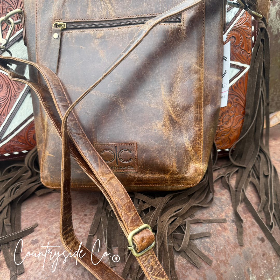 Bronco Tooled Leather Bolt Purse by Countryside Co.