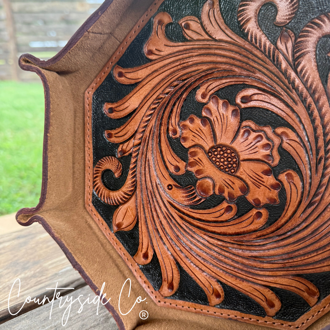 Tooled Leather Tray