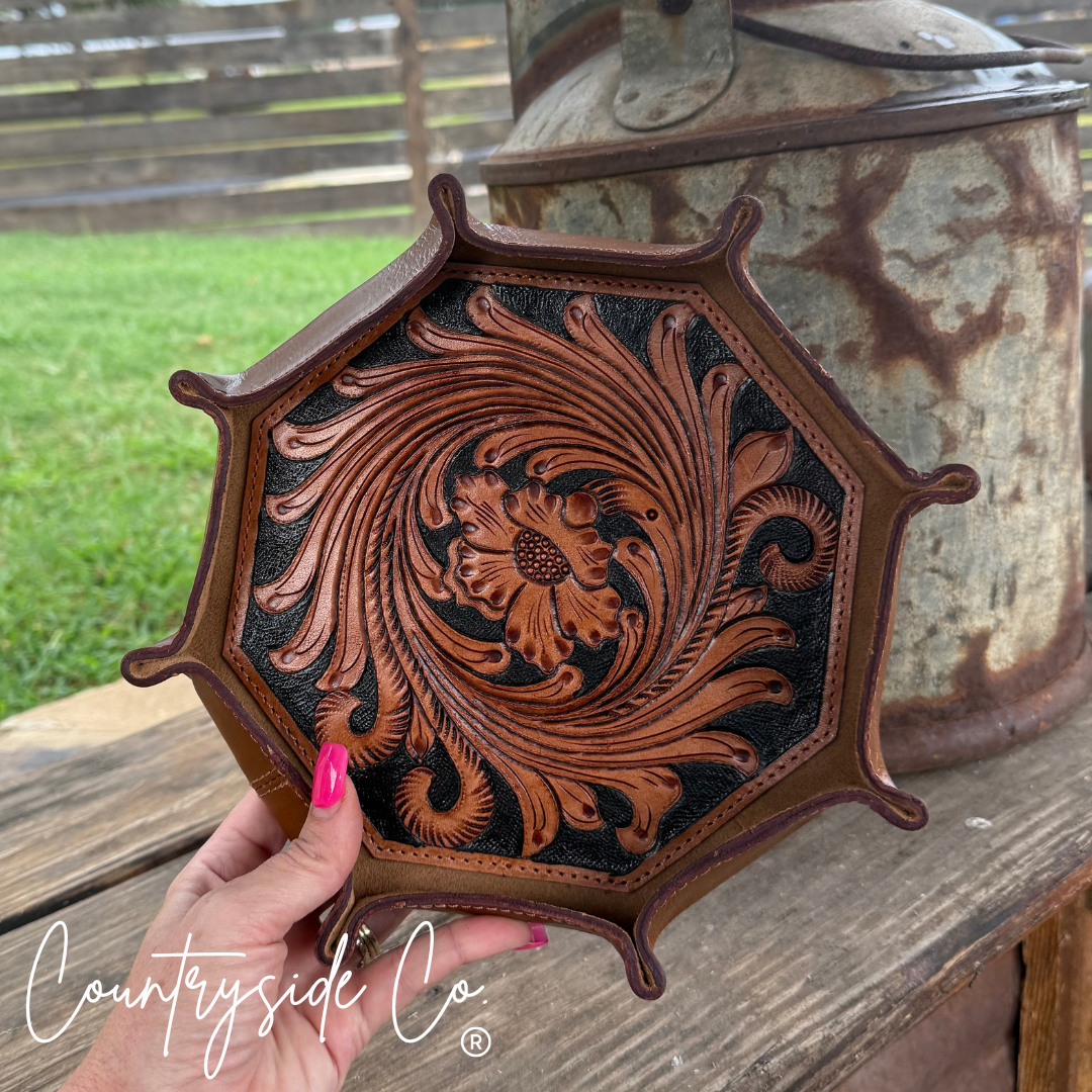 Tooled Leather Tray