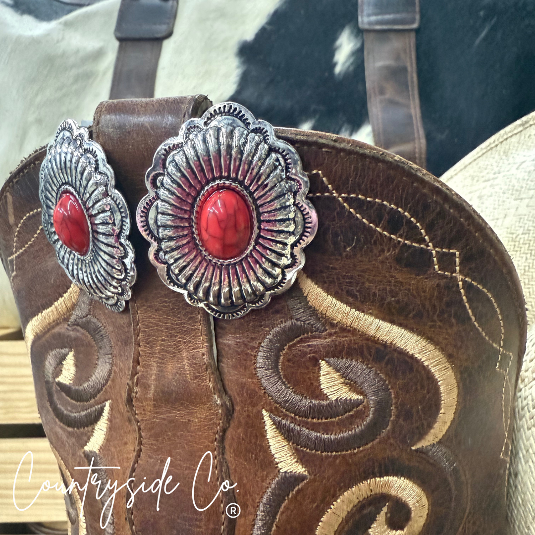 Concho Red Stone Earring