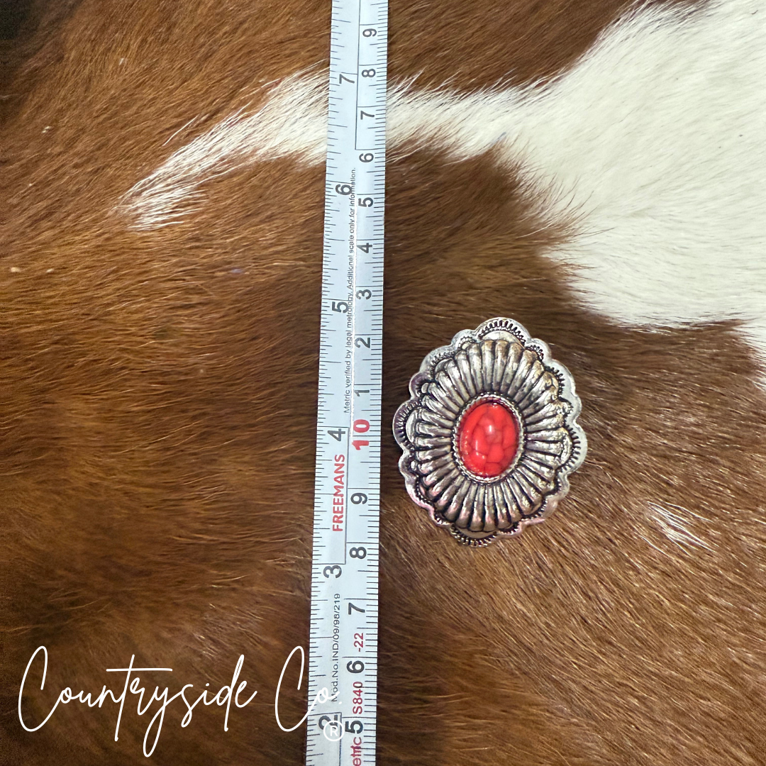 Concho Red Stone Earring