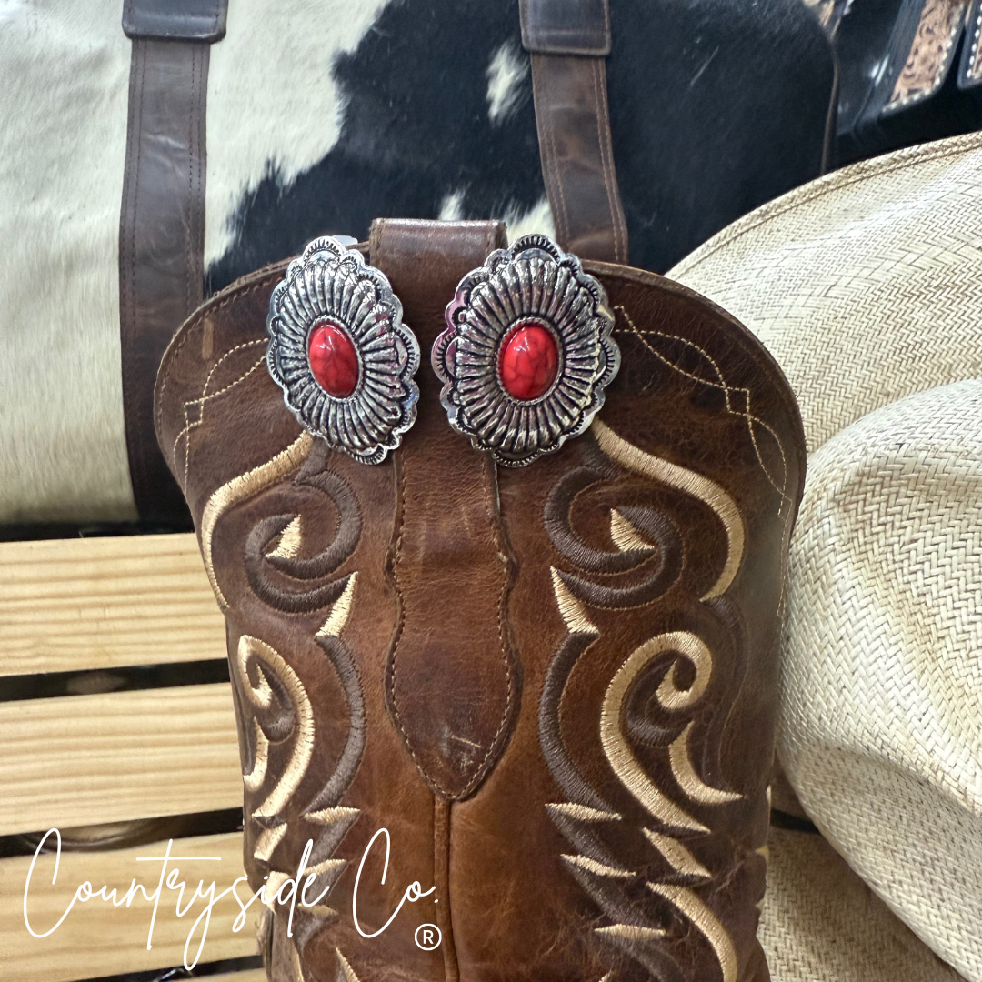 Concho Red Stone Earring