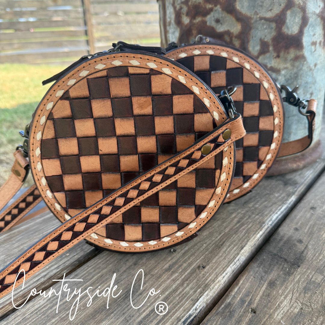 Tribeca Leather Checkered Canteen Purse