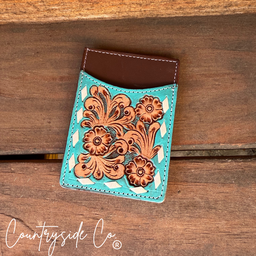 Tooled Leather Credit Card Holder