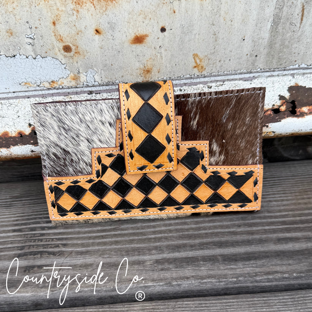 High Plains Checkered Cowhide Wallet