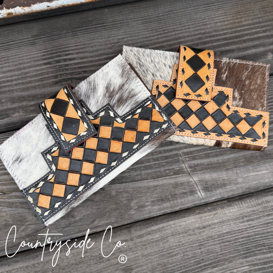 High Plains Checkered Cowhide Wallet