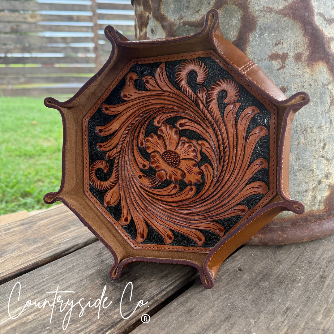 Tooled Leather Tray