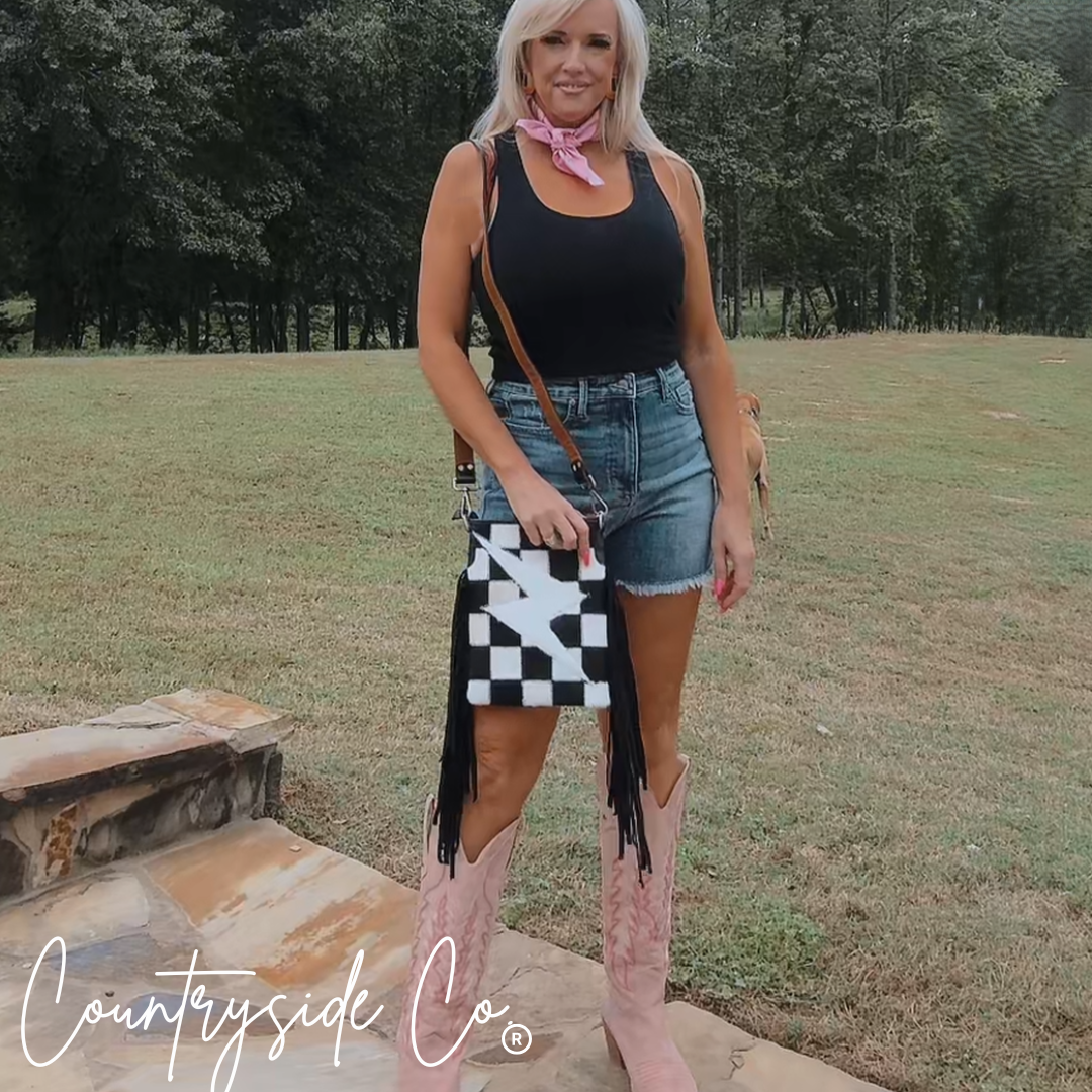 Thunderhide Cowhide Checkered Purse by Countryside Co.